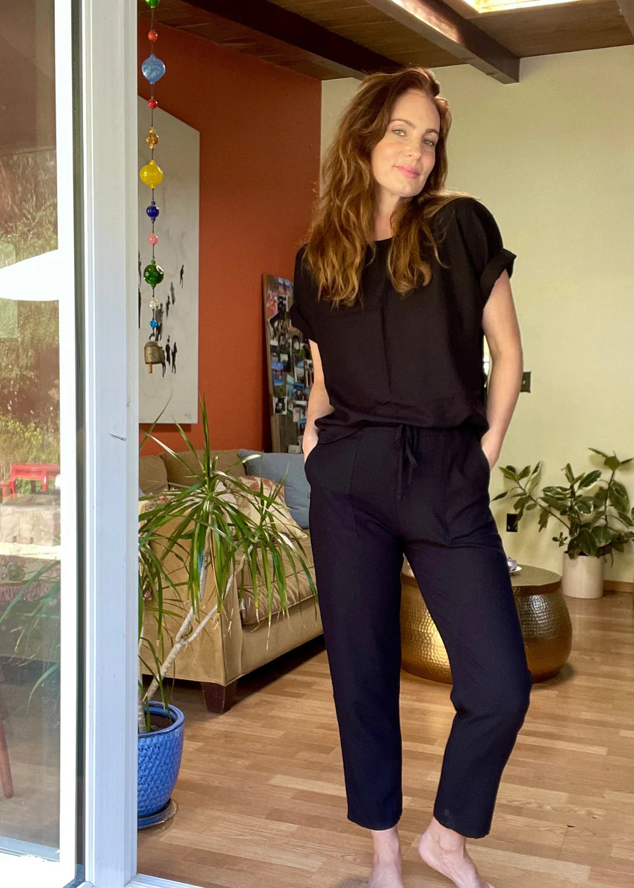 Marbella Tee in Black Linen